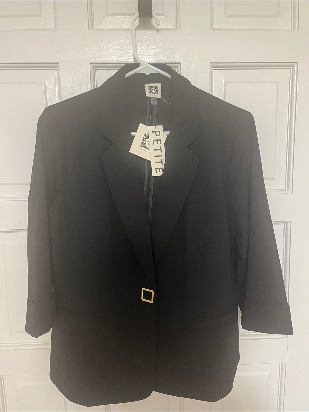 Anne Klein Black Petite Single-Buckle Blazer